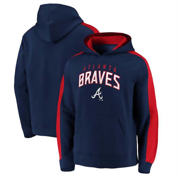 Men's Atlanta Braves Navy Game Time Arch Pullover Hoodie